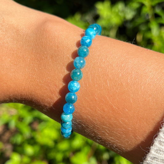 Apatit blau Kugel Armband ca. 6 mm / 19 cm 20AP