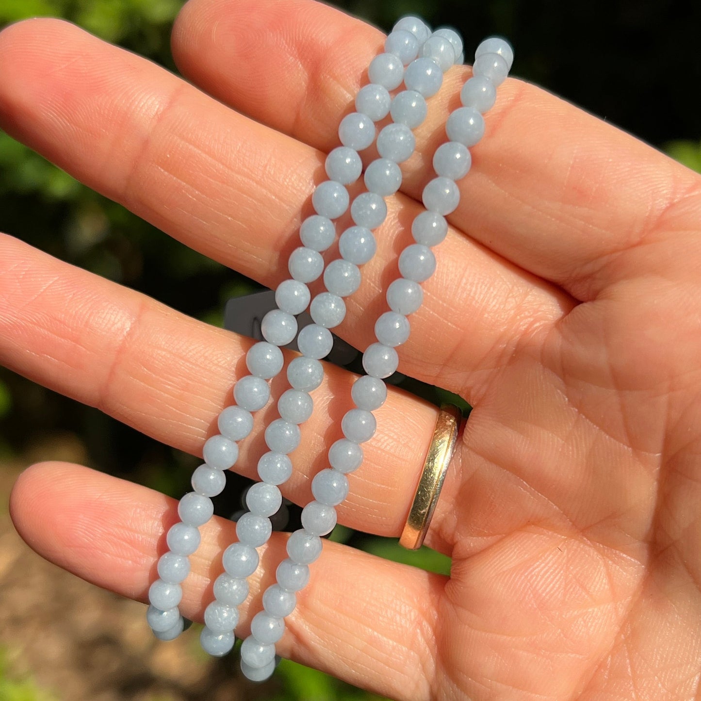 Angelit Kugel Armband ca. 4 mm / 19 cm 14AN