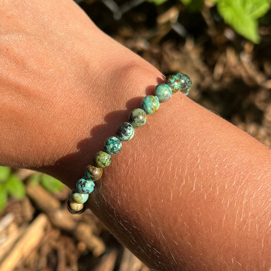 Chrysokoll mit Diorit (afrika Türkis) Kugel Armband ca. 6 mm / 19 cm 22T