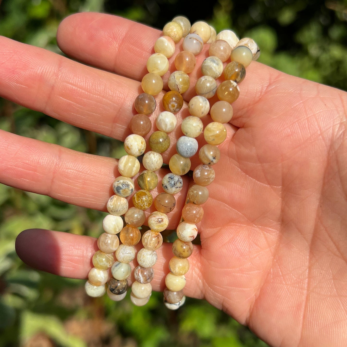 Opal gelb / Honig Opal Kugel Armband 6 mm / 19 cm 18OG