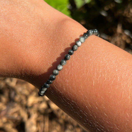 Cat Eye / Quarz mit Einschluss Kugel Armband ca. 4 mm / 18-19 cm 14CE