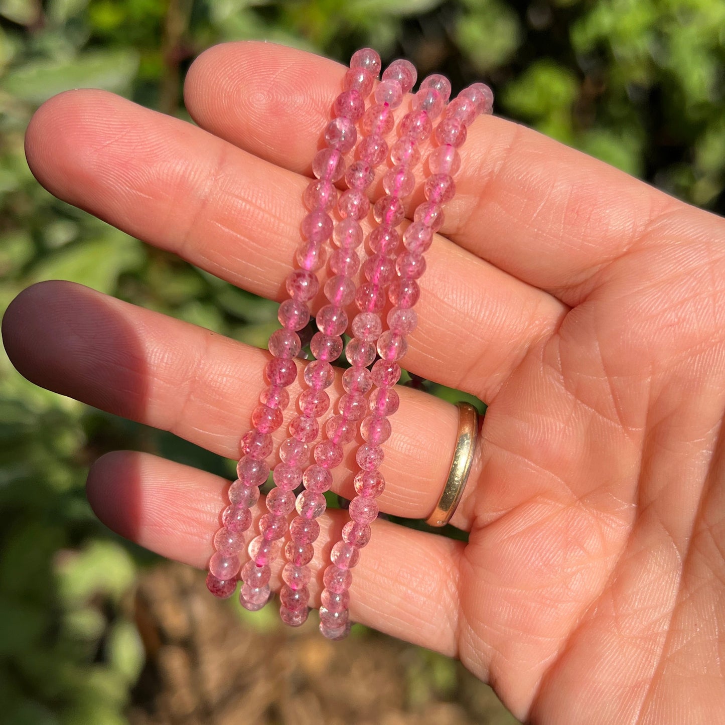 Quarz mit Hämatit Kugel Armband ca. 4 mm / 18-19 cm 13Q