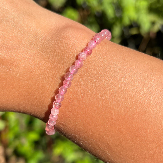 Quarz mit Hämatit Kugel Armband ca. 4 mm / 18-19 cm 13Q