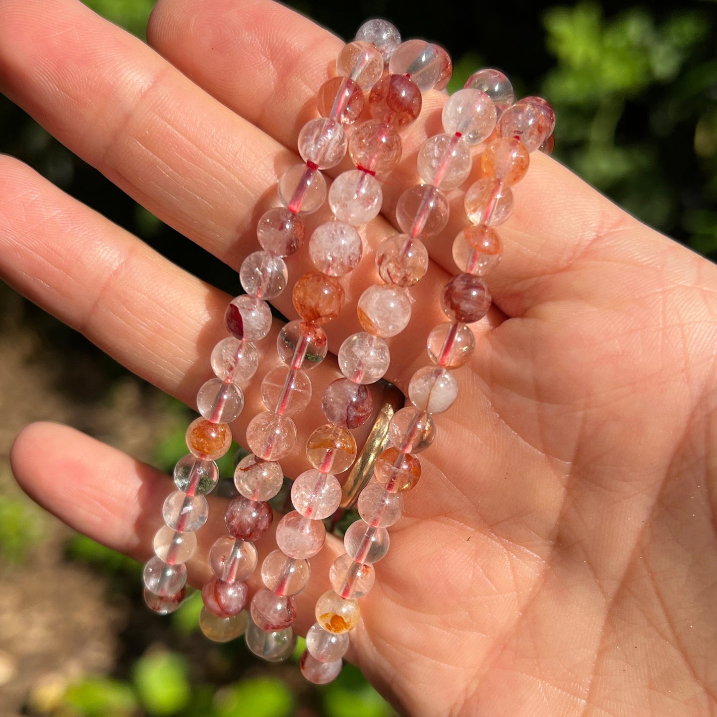 Hämatoitquarz / Feuerquarz Kugel Armband ca. 6 mm / 19 cm 16FE