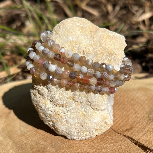 Botswana Achat Kugel Armband fac. ca. 4 mm / 18-19 cm 19BA