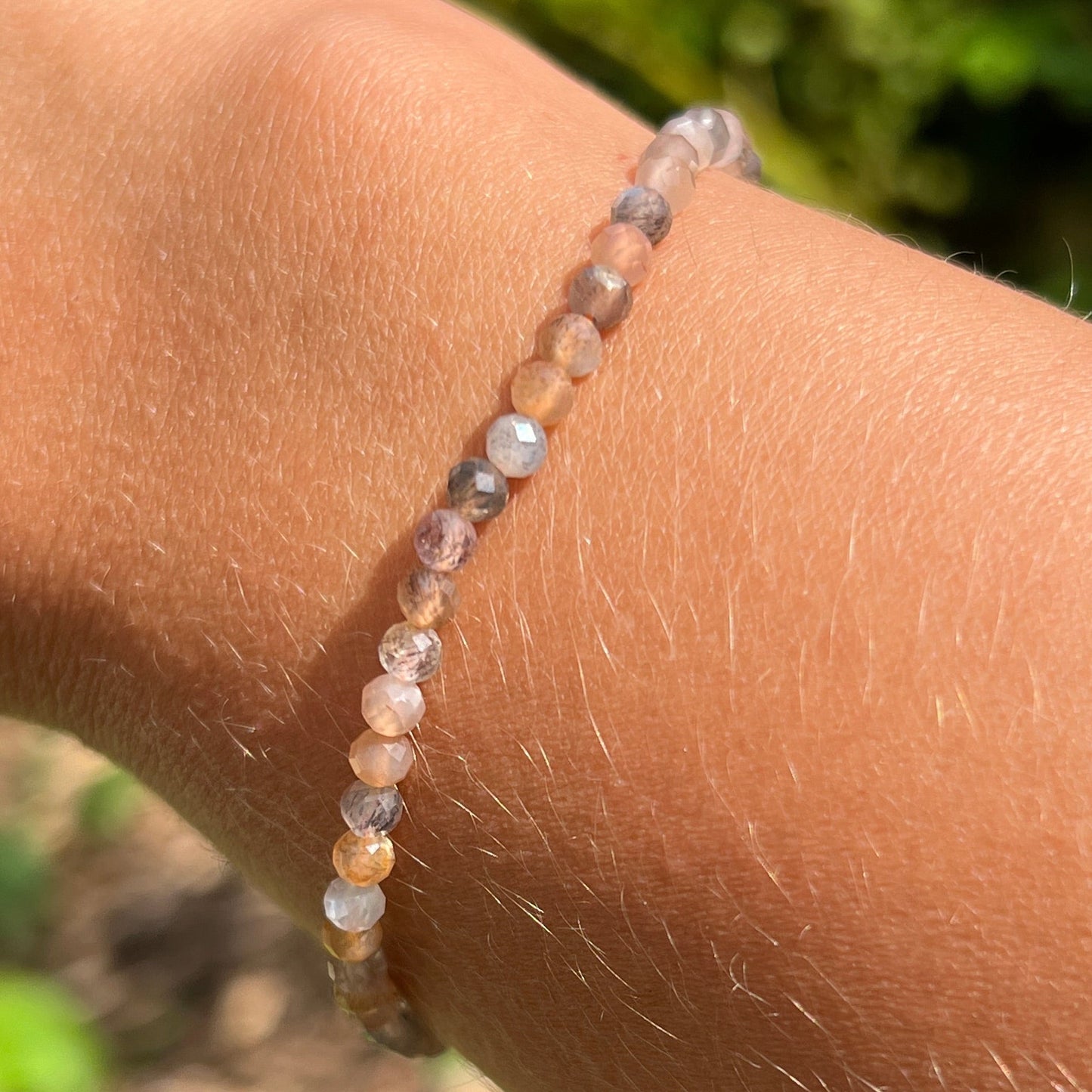 Mondstein Mix Kugel Armband fac. ca. 3,5 mm / 19 cm 16MM