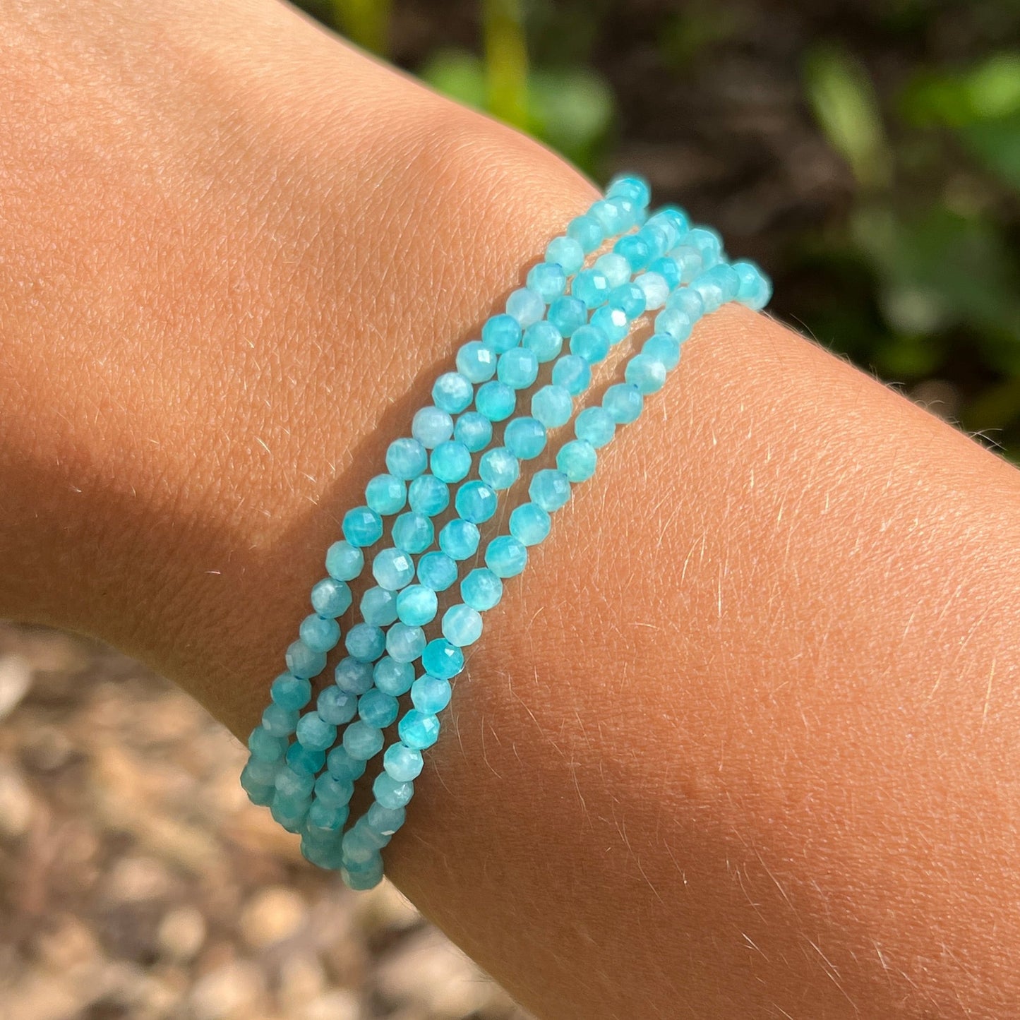 Amazonit Kugel Armband fac. ca. 3 - 3,5 mm / 18-19 cm 16AM