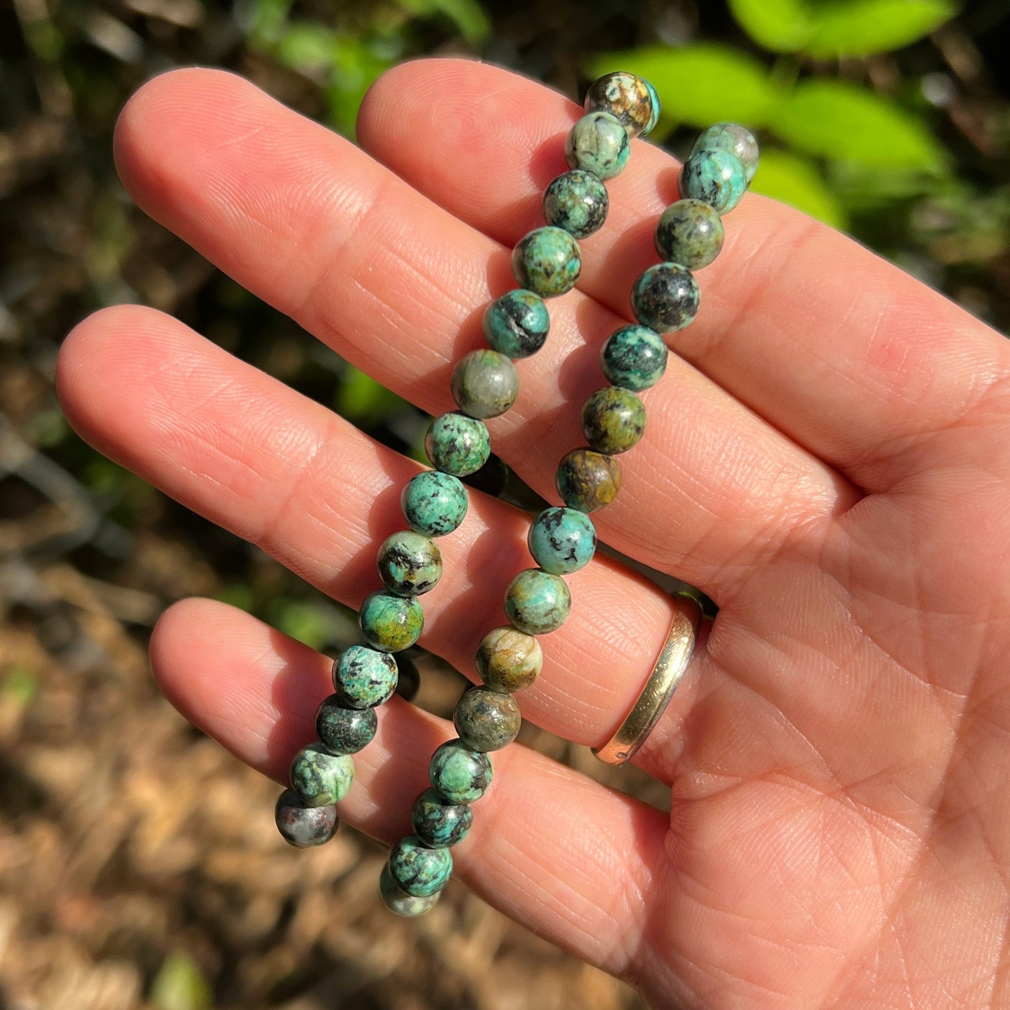 Chrysokoll mit Diorit (afrika Türkis) Kugel Armband ca. 6 mm / 19 cm 22T