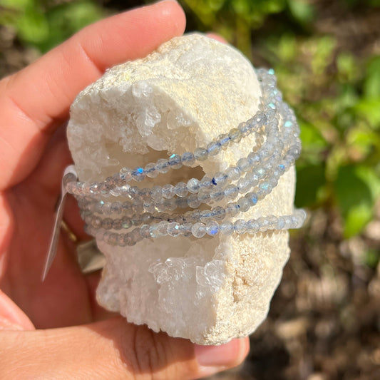 Labradorit Kugel Armband fac. ca. 3 - 3,5 mm / 18-19 cm 16LA