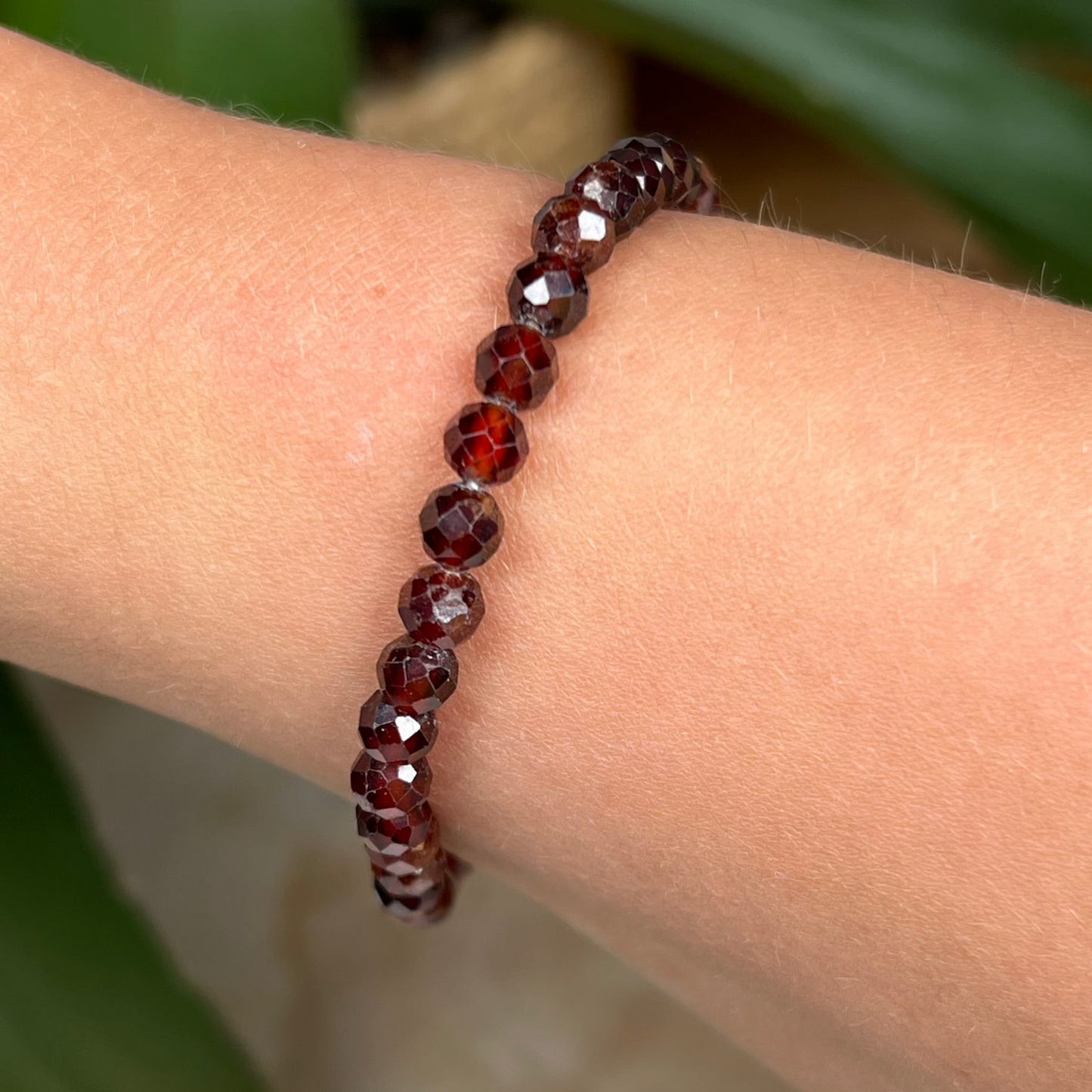 Hessonit / Granat Kugel Armband fac. ca. 5 mm / 19 cm 18HE