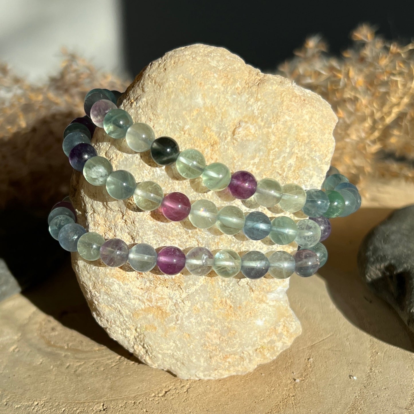 Fluorit bunt Kugel Armband A-Qualität 6 mm / 19 cm 18FL