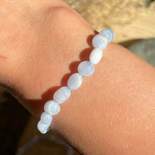 Chalcedon blau Nugget Armband