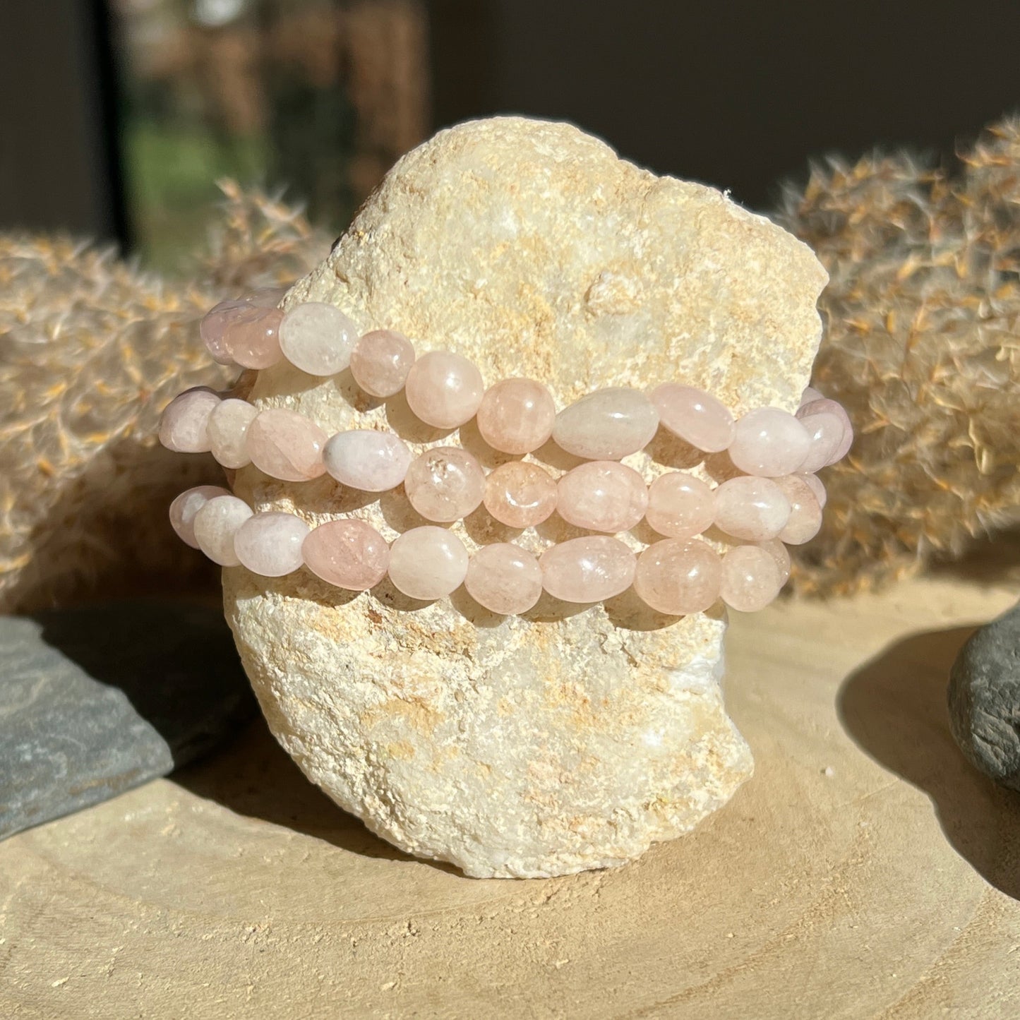 Morganit (Beryll) Nugget Armband 17M