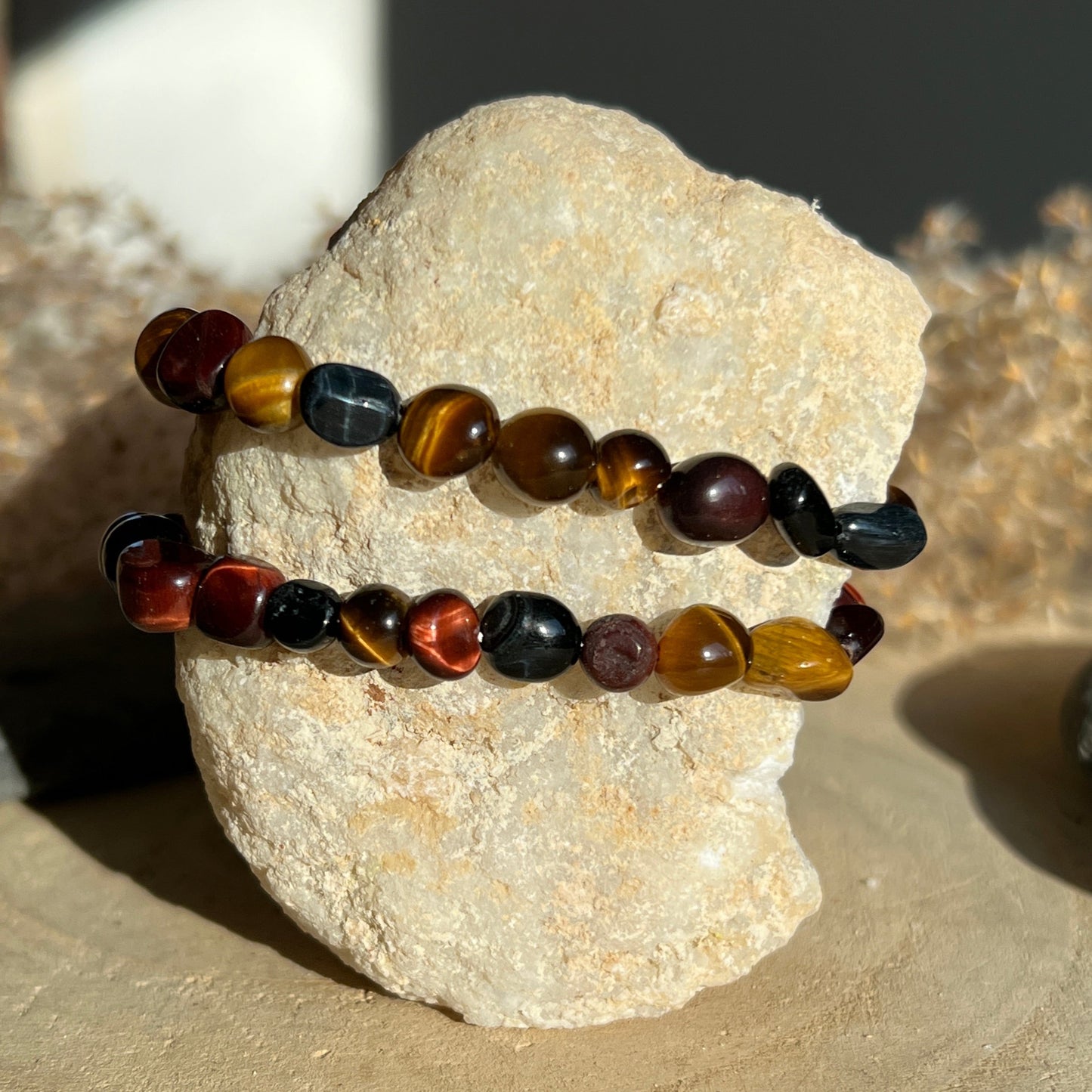 Tigerauge / Falkenauge Mix Nugget Armband