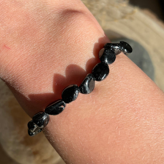 schwarzer Turmalin / Schörl Nugget Armband 9TU