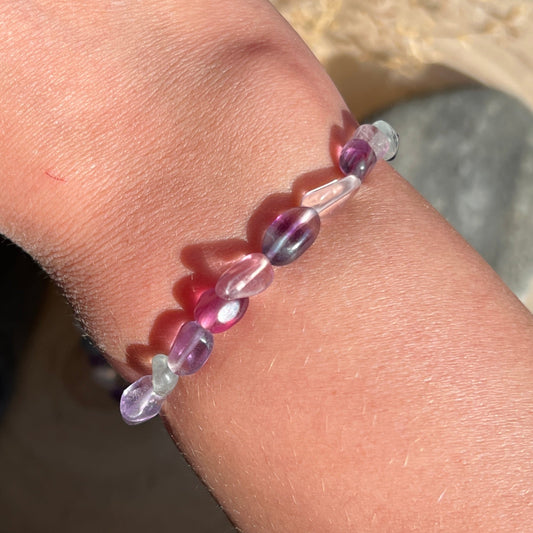 Fluorit bunt Nugget Armband A-Qualität