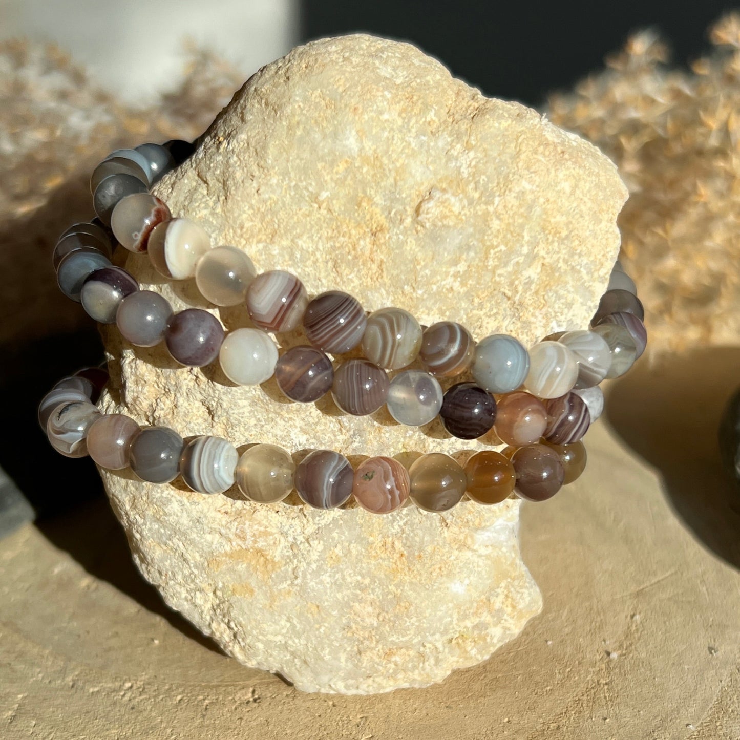 Botswana Achat Kugel Armband ca. 6 mm / 19 cm 17BA