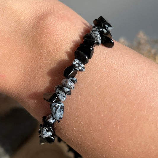 Schneeflocken Obsidian Splitter Armband