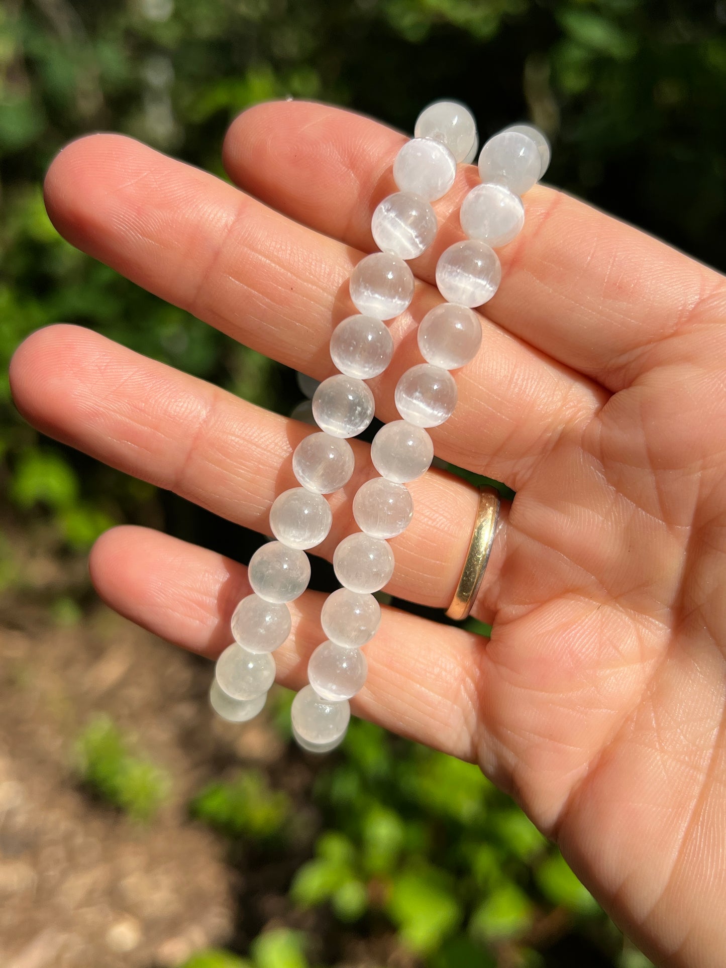 Selenit Kugel Armband ca. 8 mm / 19 - 20 cm 18SE