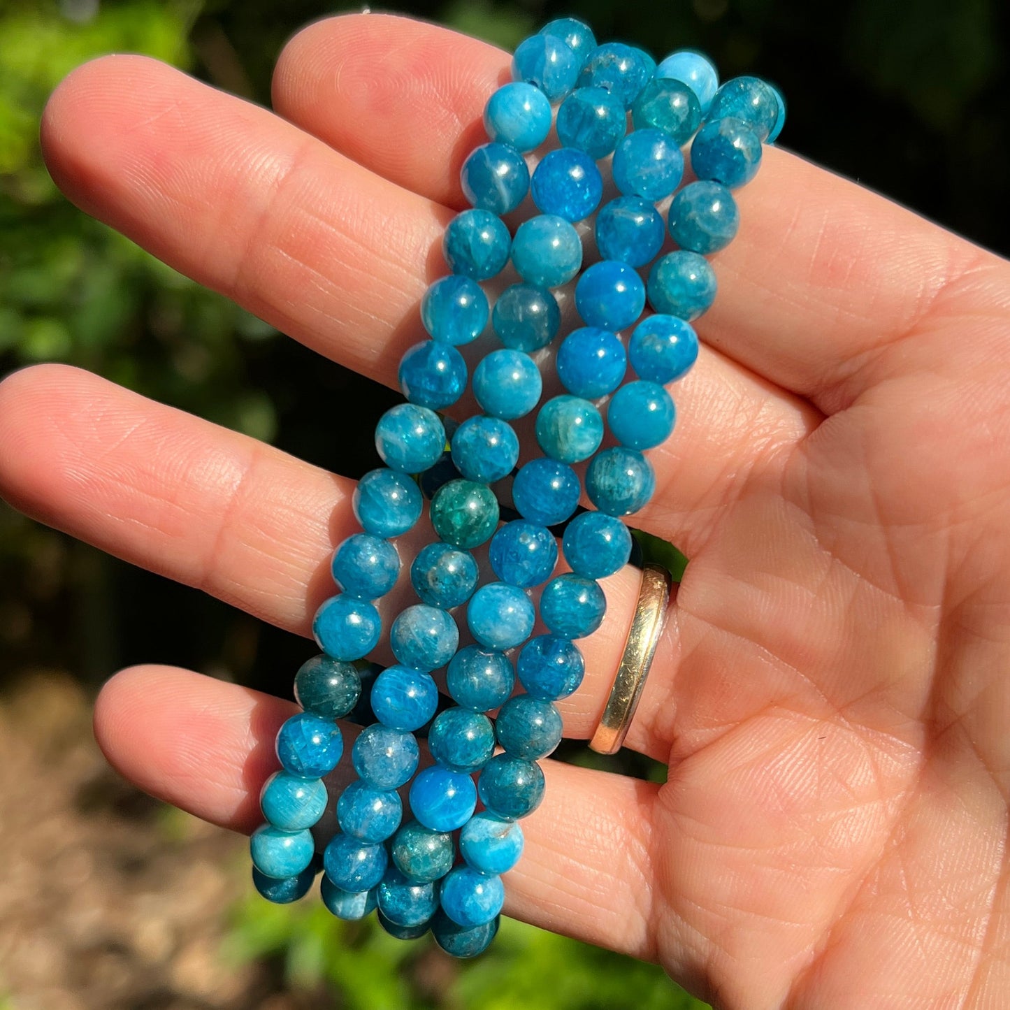 Apatit blau Kugel Armband ca. 6 mm / 19 cm 20AP