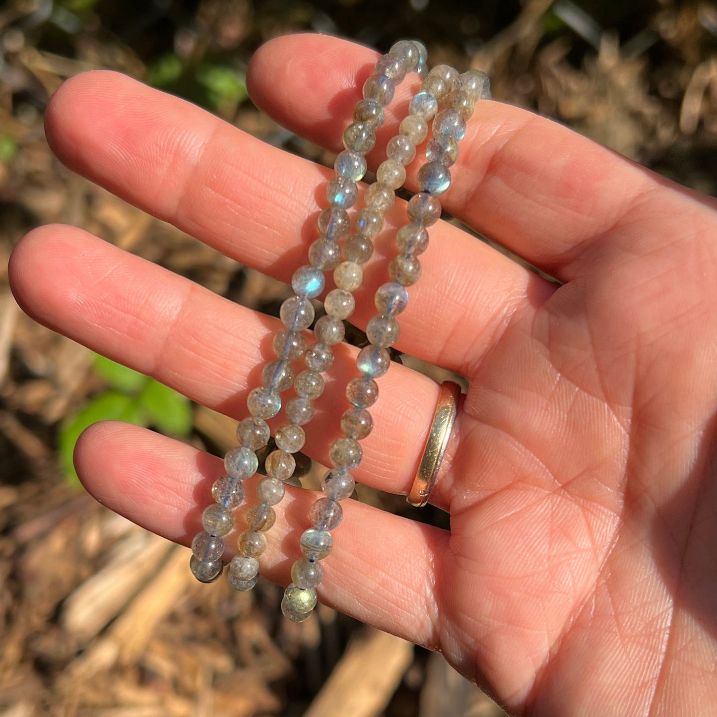 Labradorit Kugel Armband ca. 4 mm / 18-19 cm 15LA