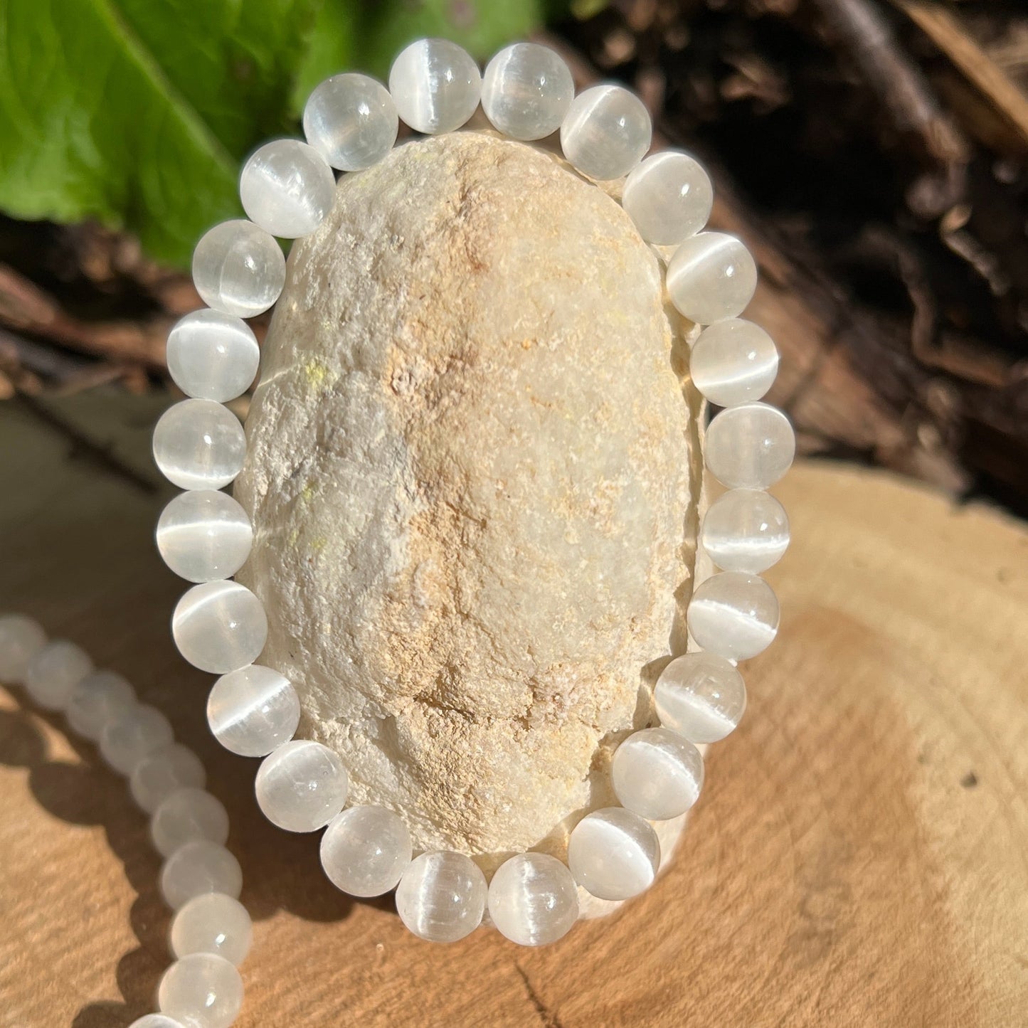 Selenit Kugel Armband ca. 8 mm / 19 - 20 cm 18SE