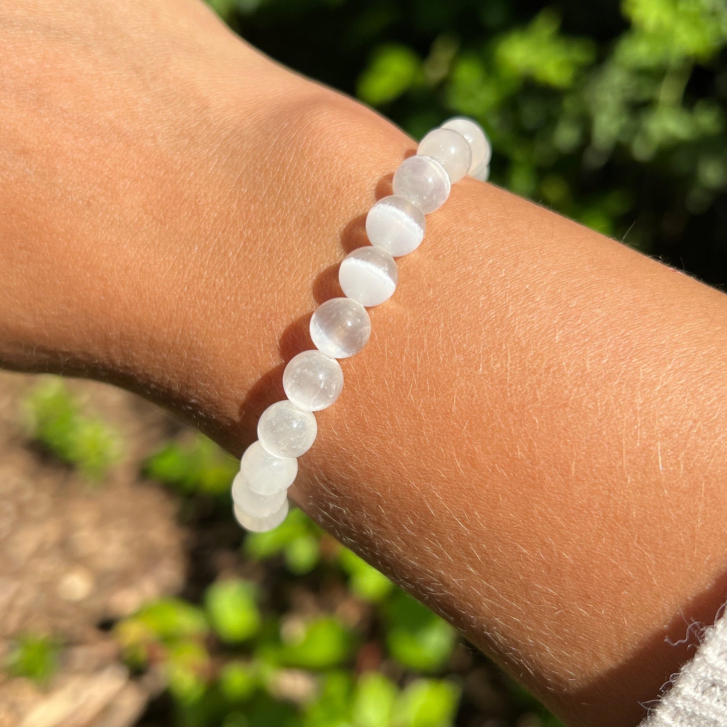 Selenit Kugel Armband ca. 8 mm / 19 - 20 cm 18SE