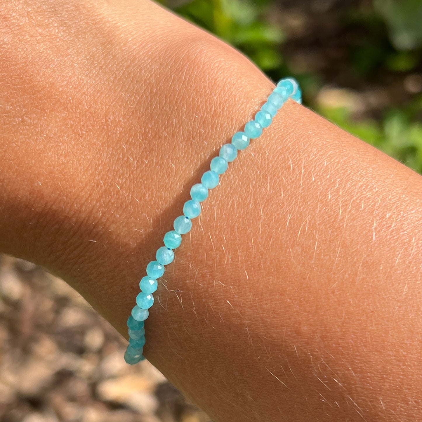 Amazonit Kugel Armband fac. ca. 3 - 3,5  mm / 18-19 cm 16AM