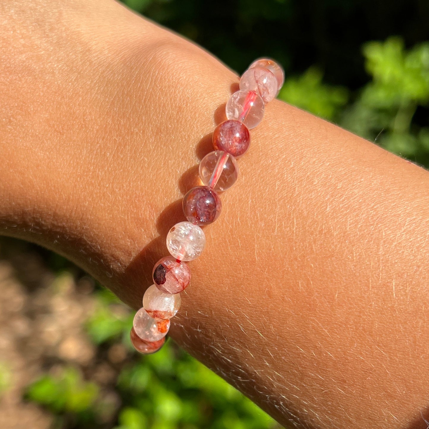 Hämatoitquarz / Feuerquarz Kugel Armband ca. 8 mm / 19 cm 18RH