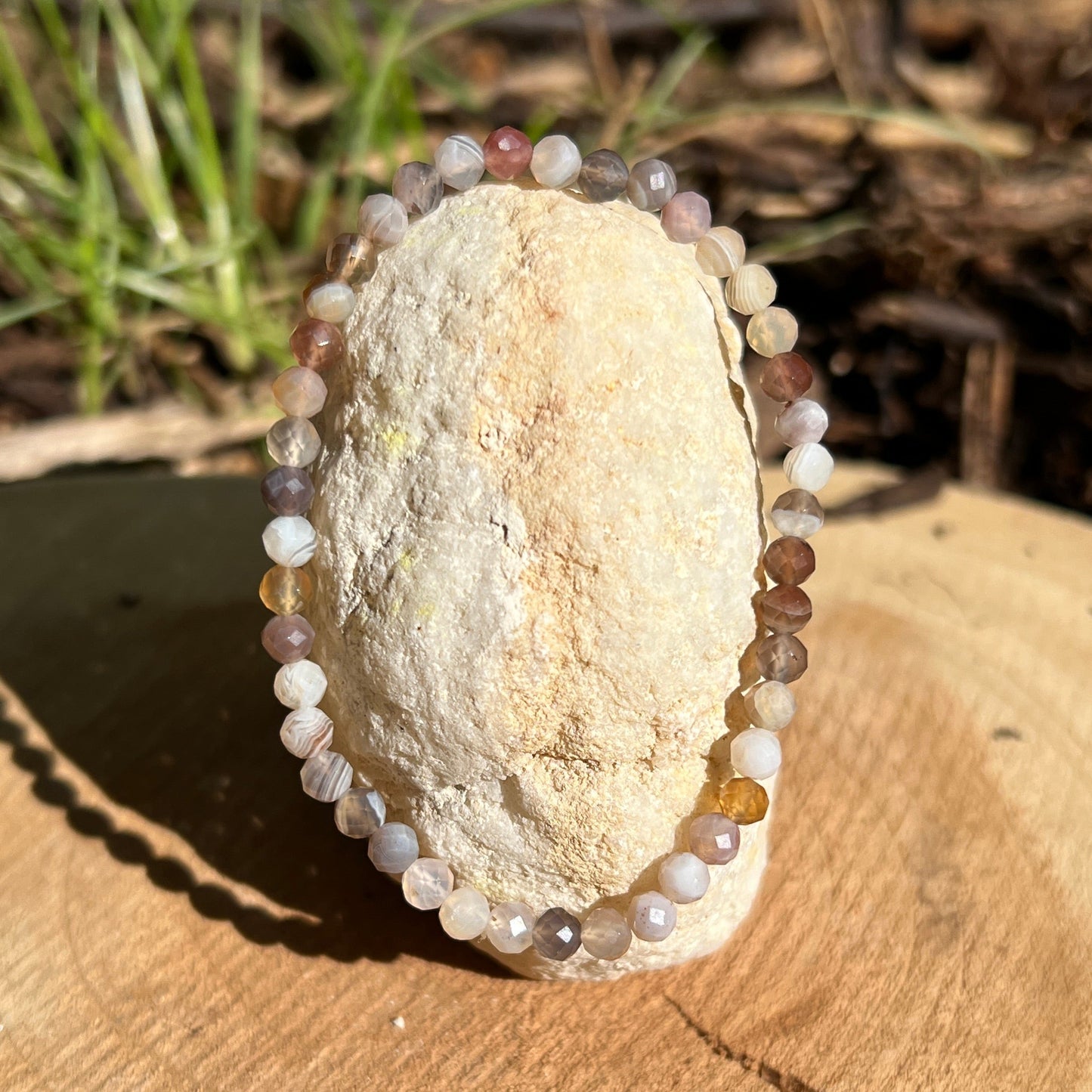 Botswana Achat Kugel Armband fac. ca. 4 mm / 18-19 cm 19BA