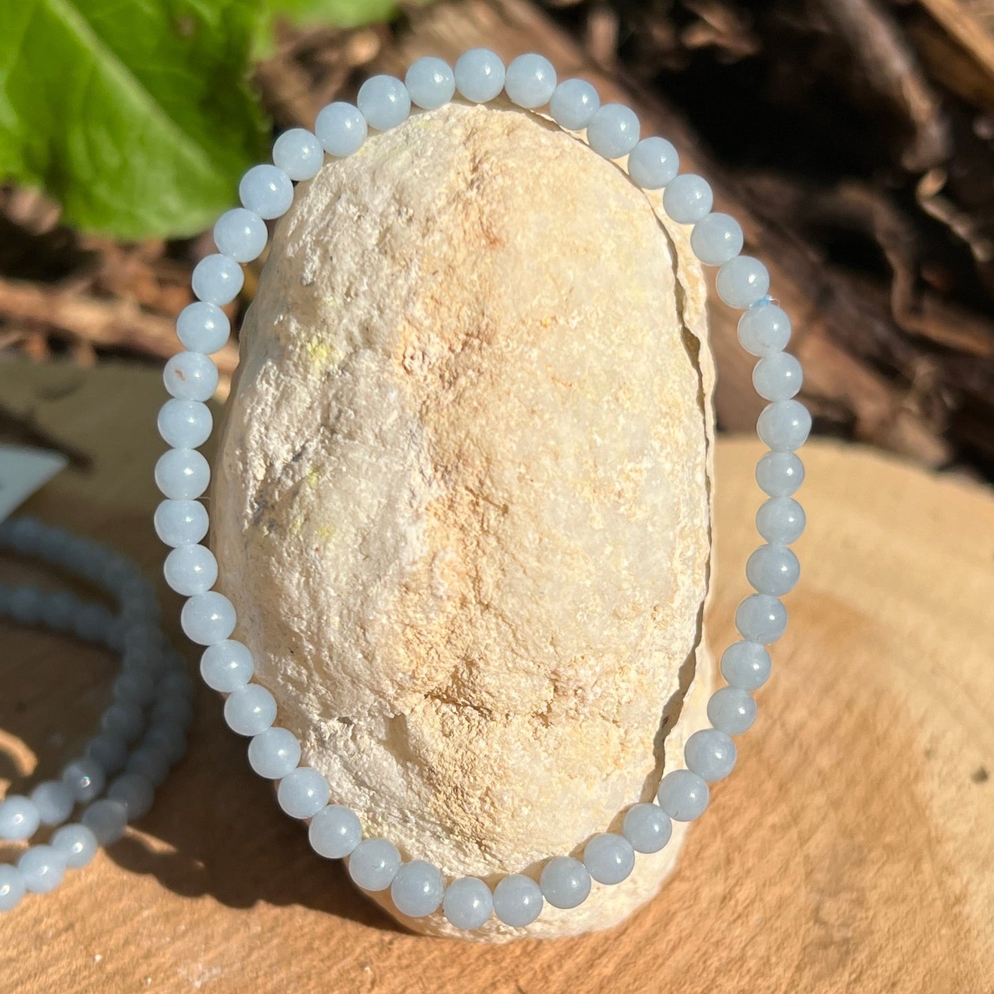 Angelit Kugel Armband ca. 4 mm / 19 cm 14AN