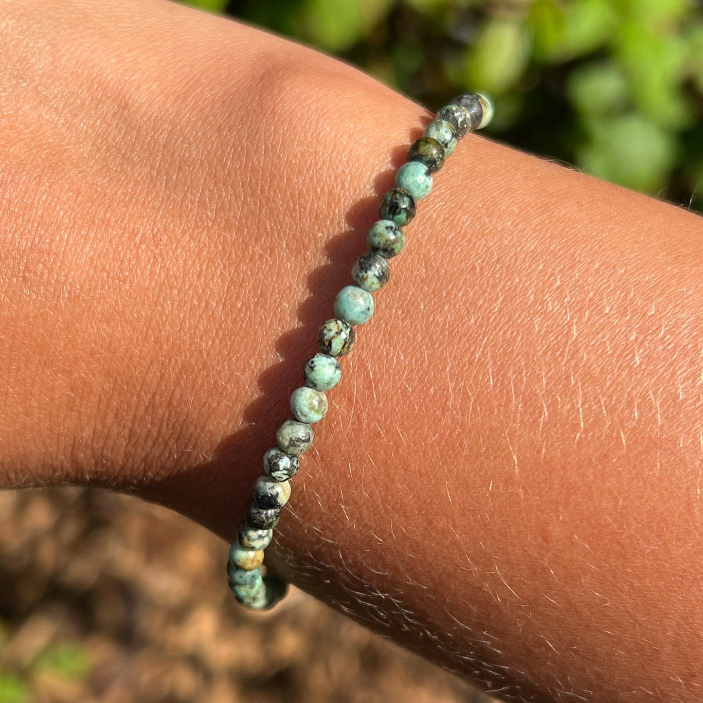 Chrysokoll mit Diorit (Afrika Türkis) Kugel Armband ca. 4 mm / 18-19 cm 18T