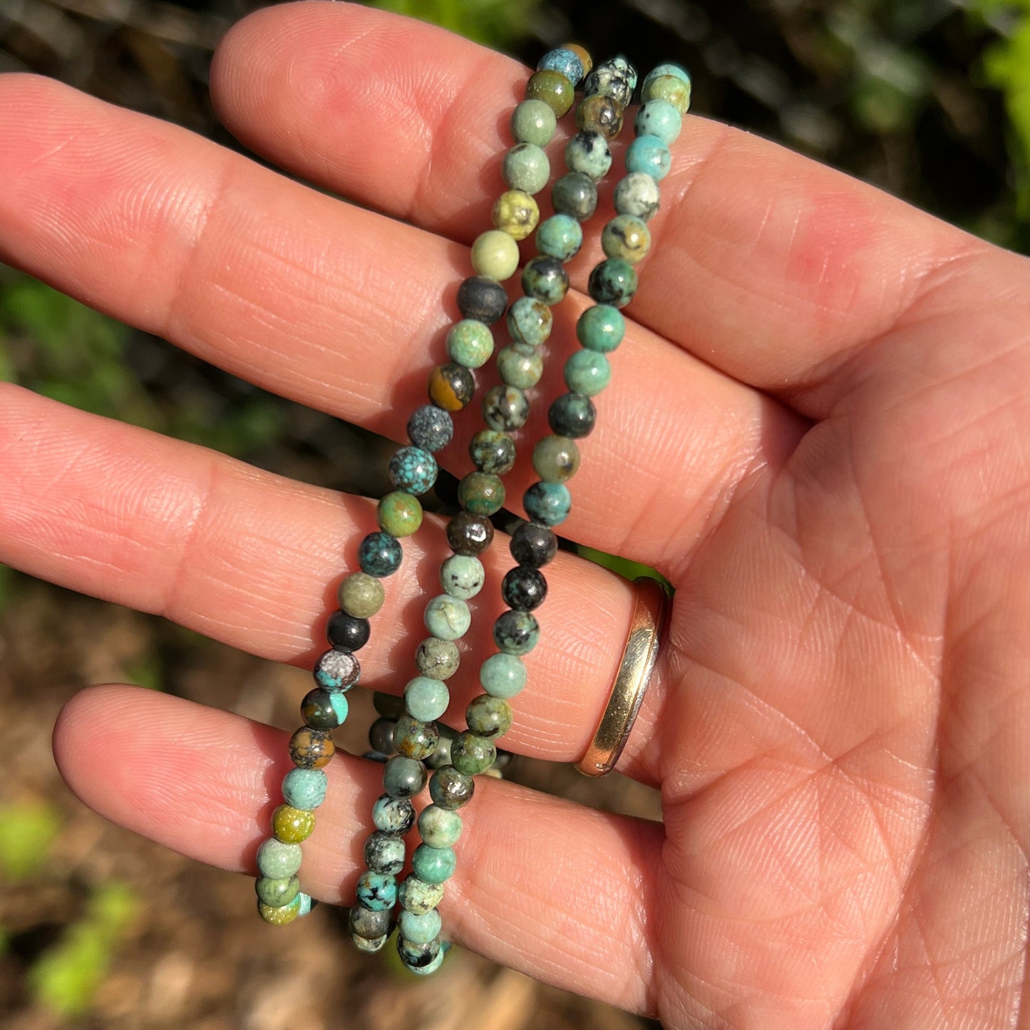 Chrysokoll mit Diorit (Afrika Türkis) Kugel Armband ca. 4 mm / 18-19 cm 18T