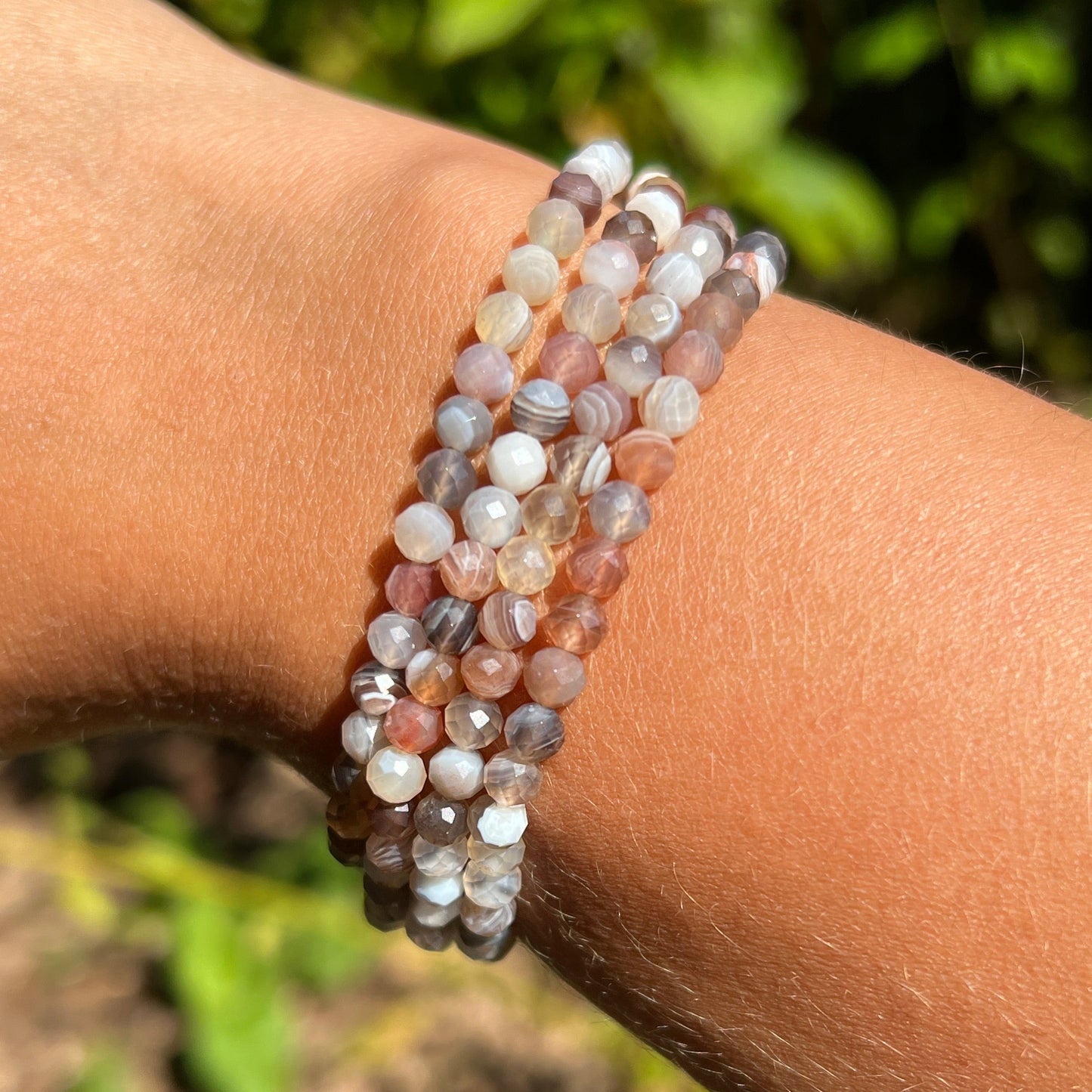 Botswana Achat Kugel Armband fac. ca. 4 mm / 18-19 cm 19BA