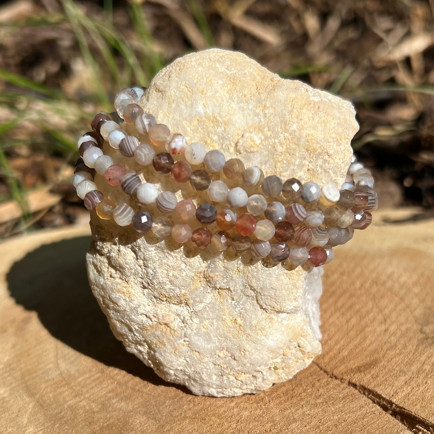 Botswana Achat Kugel Armband fac. ca. 4 mm / 18-19 cm 19BA