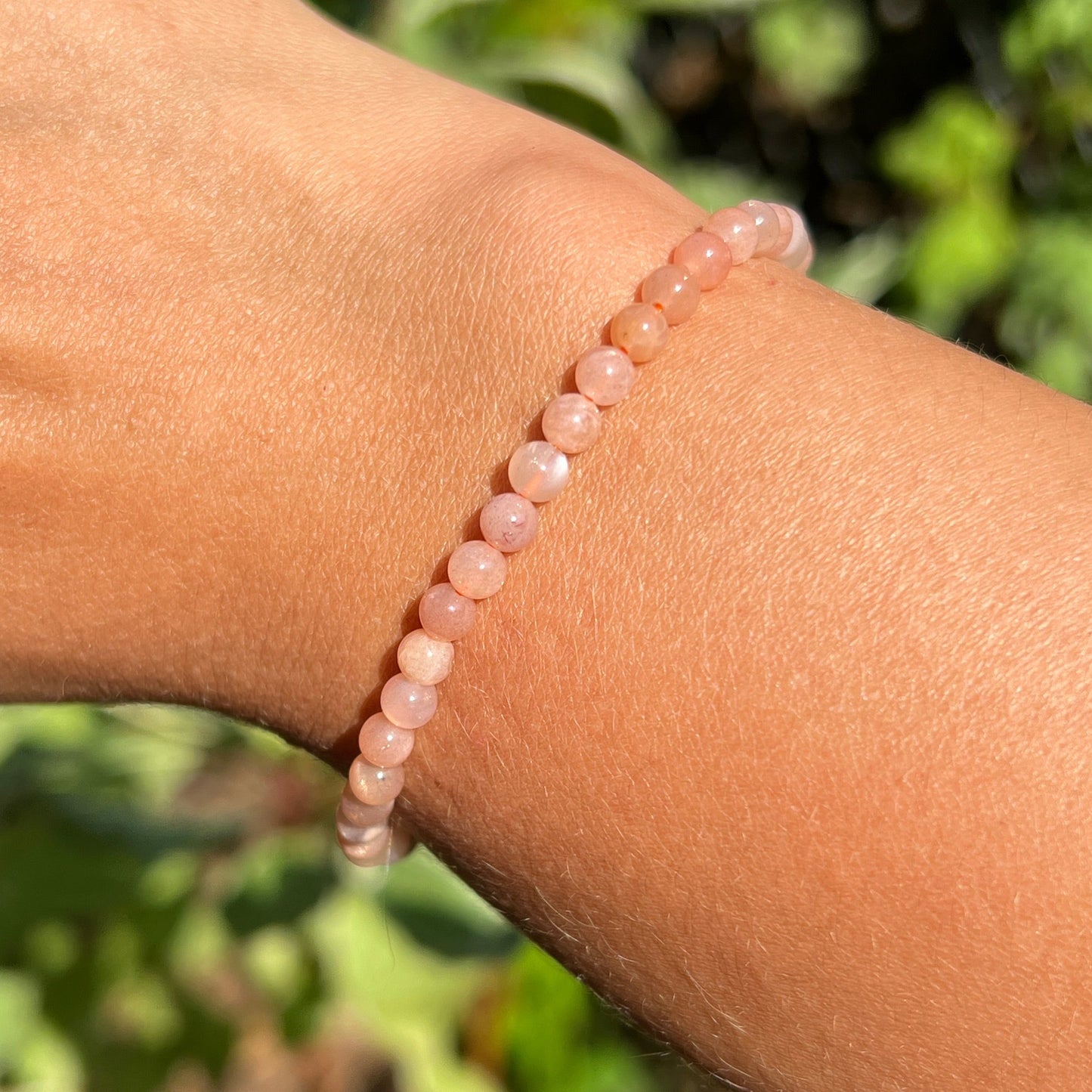 Mondstein Peach Kugel Armband ca. 4 mm / 18-19 cm 14MP