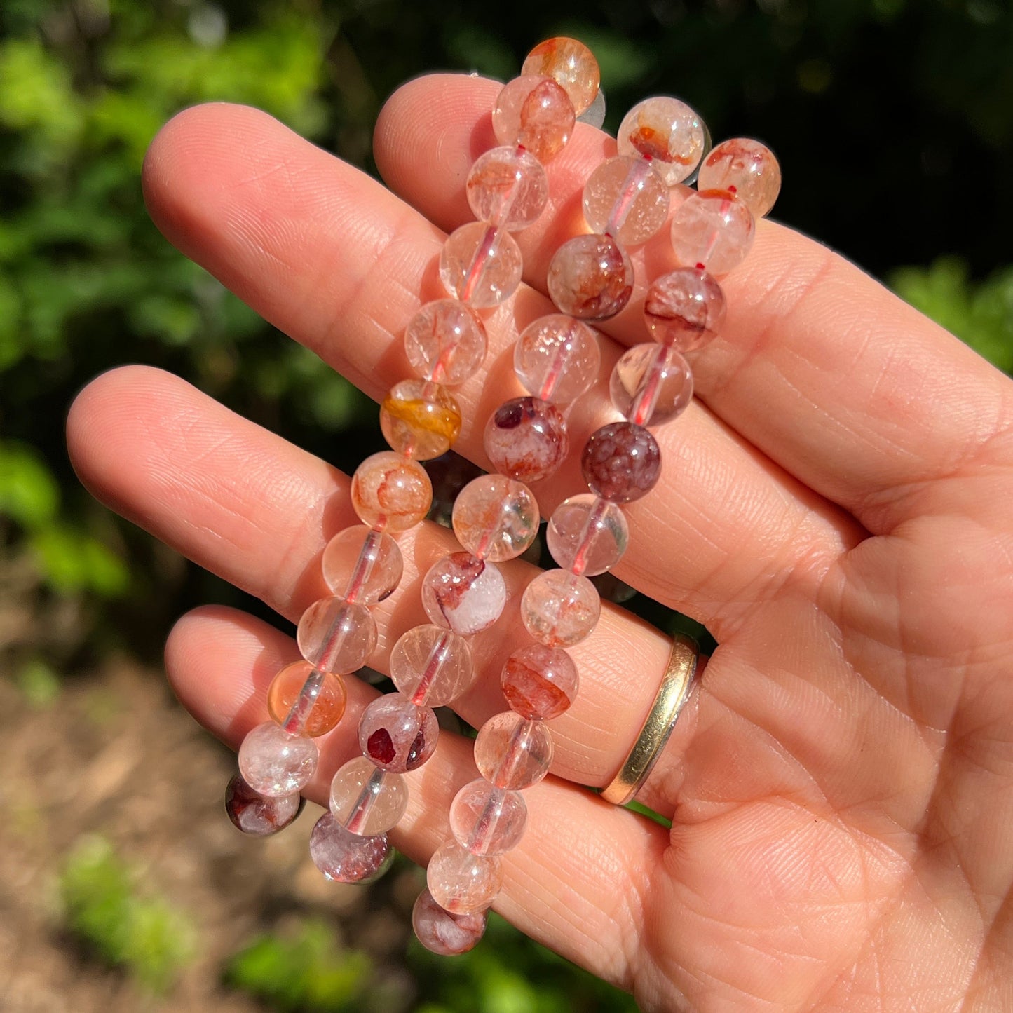 Hämatoitquarz / Feuerquarz Kugel Armband ca. 8 mm / 19 cm 18RH