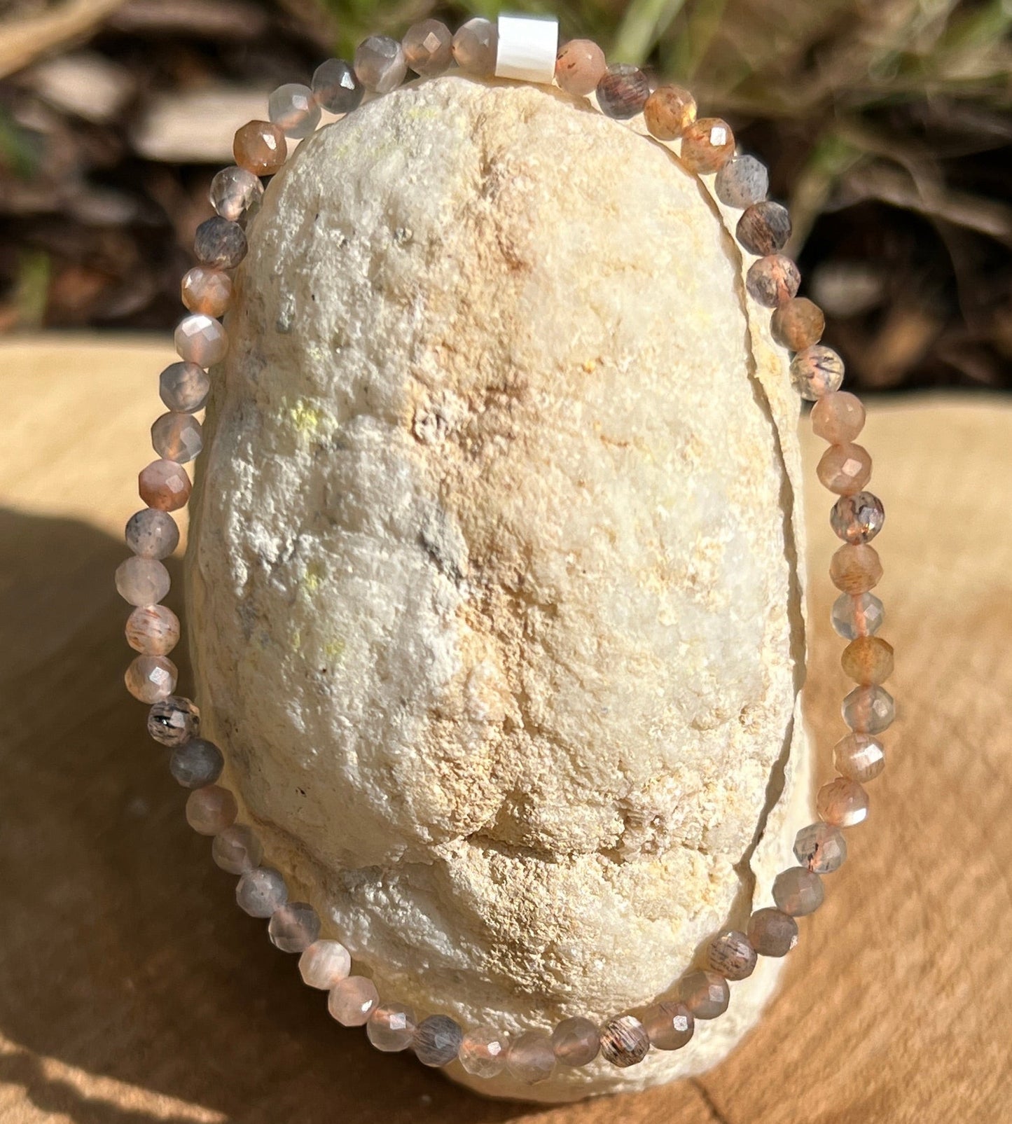 Mondstein Mix Kugel Armband fac. ca. 3,5 mm / 19 cm 16MM