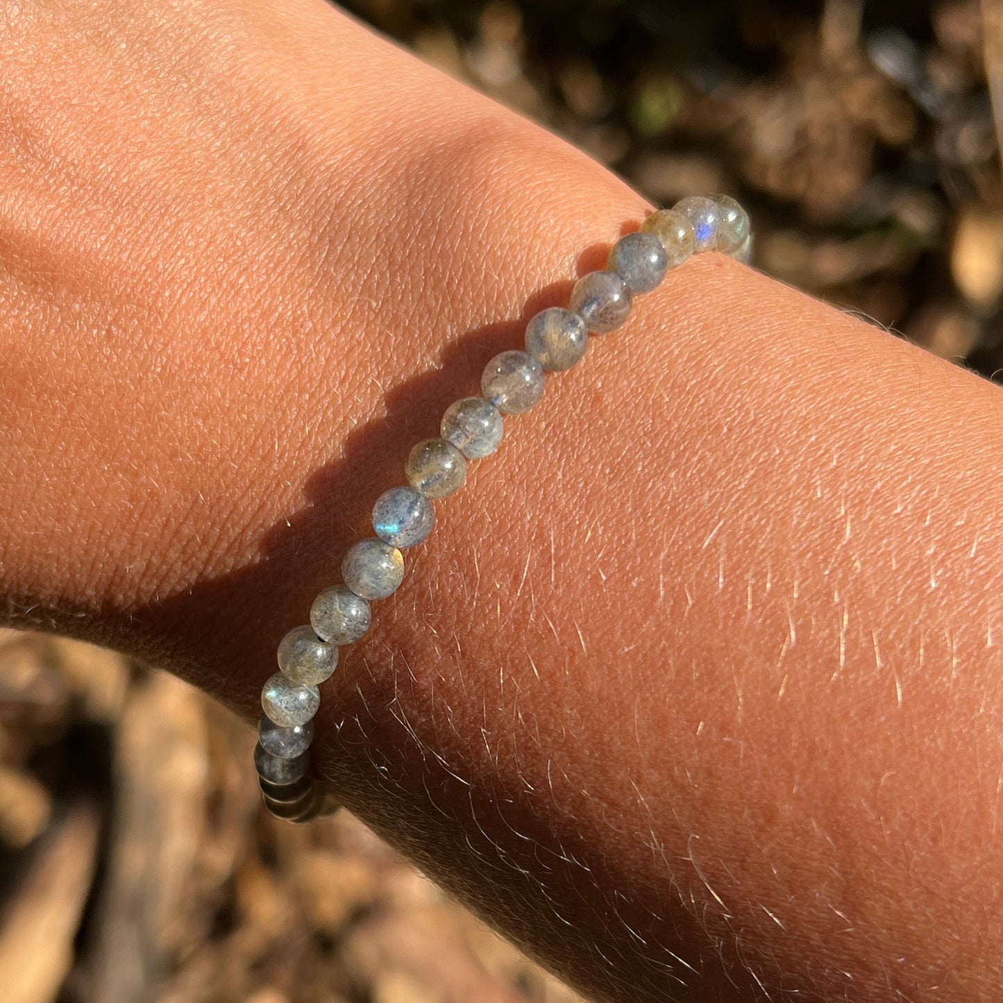 Labradorit Kugel Armband ca. 4 mm / 18-19 cm 15LA