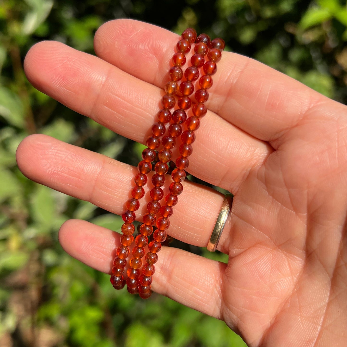 Hessonit / Granat orange Kugel Armband ca 4 mm / 18- 19 cm 16HE