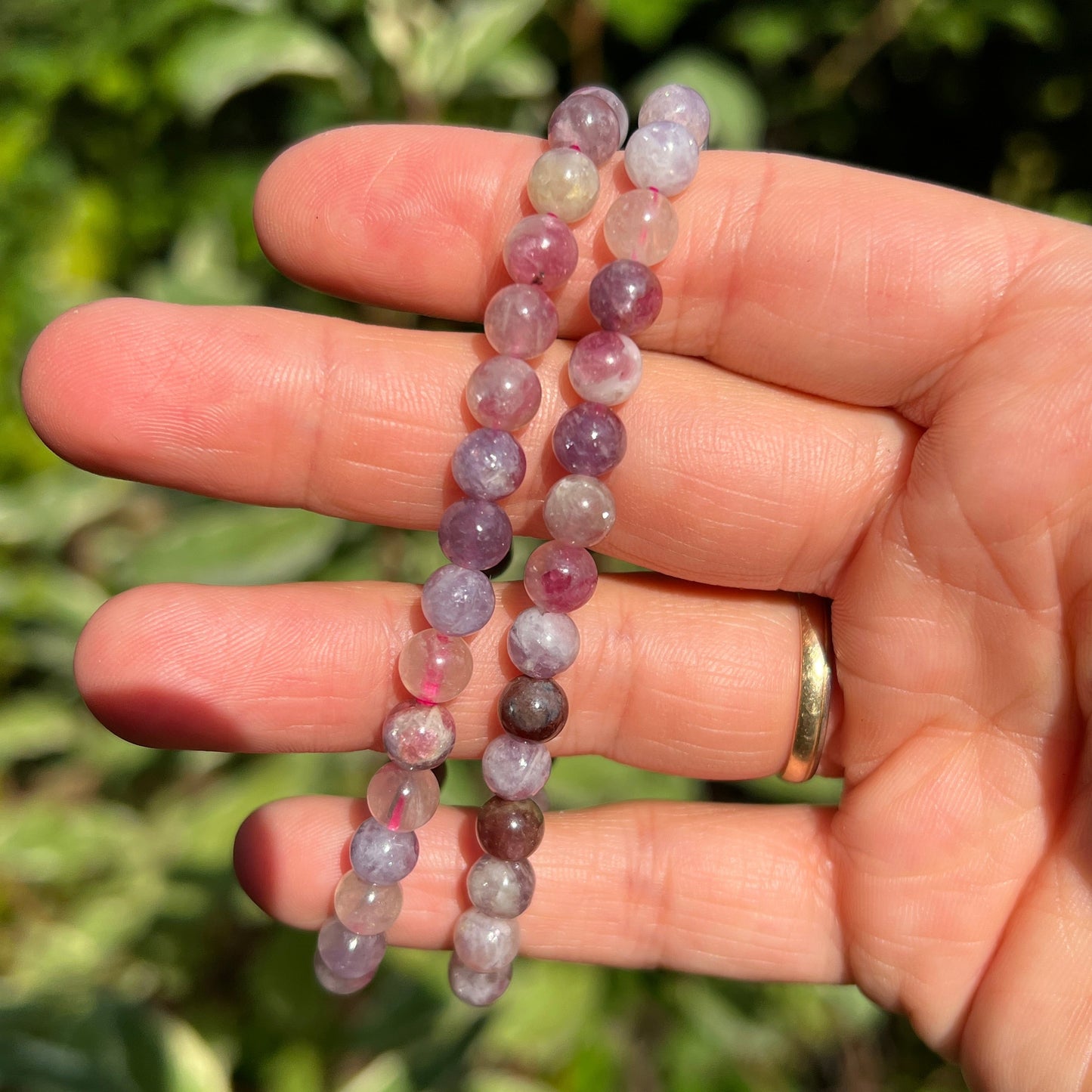 pink Turmalin in Lepidolith Kugel Armband ca. 6 mm / 19 cm 20TL