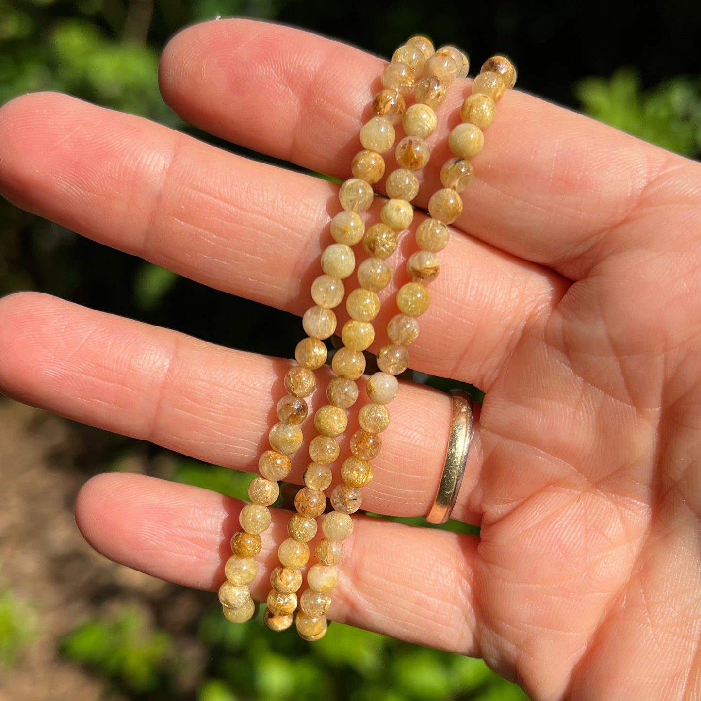 Rutilquarz A-Qualität Kugel Armband ca. 4  mm / 18-19 cm 18RU