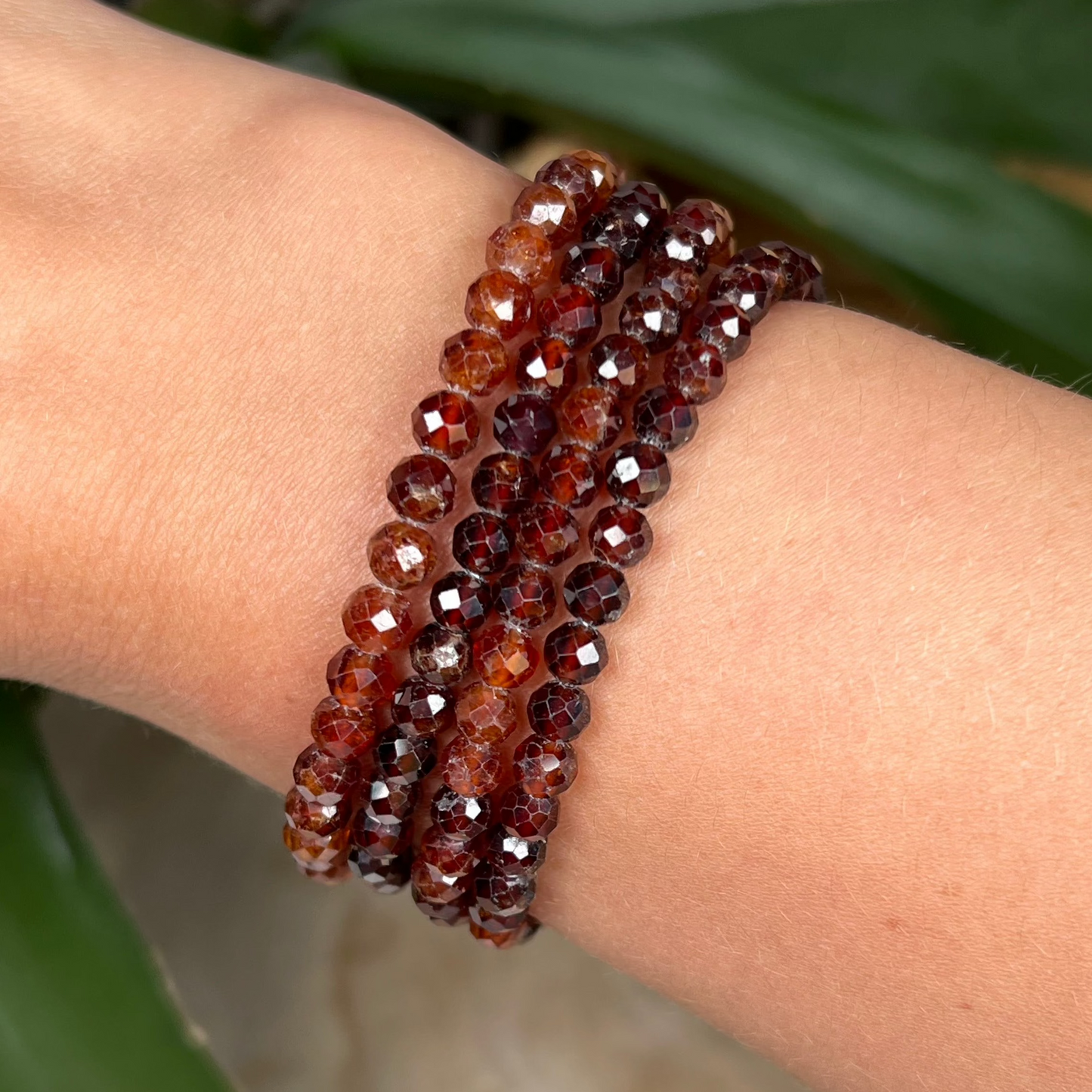 Hessonit / Granat Kugel Armband fac. ca. 5 mm / 19 cm 18HE