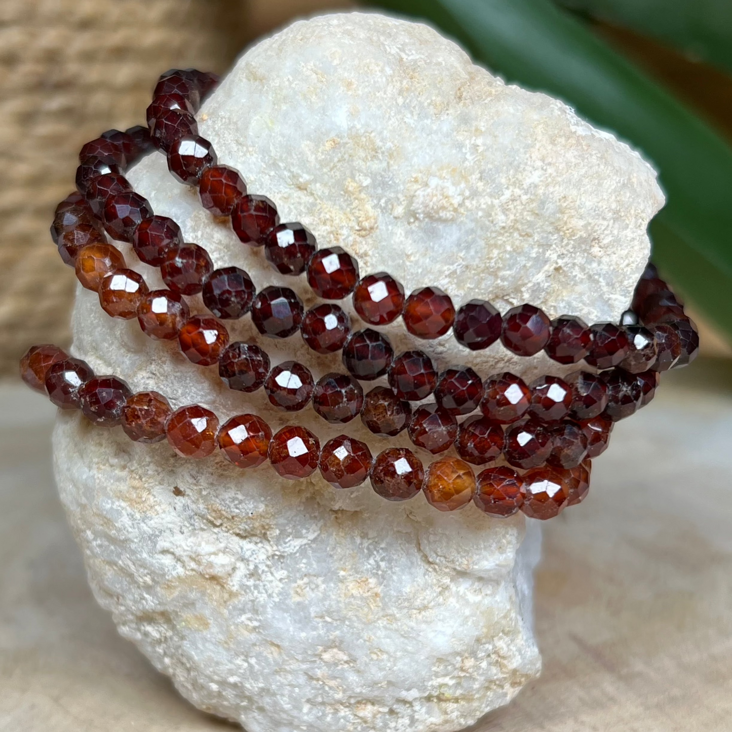 Hessonit / Granat Kugel Armband fac. ca. 5 mm / 19 cm 18HE