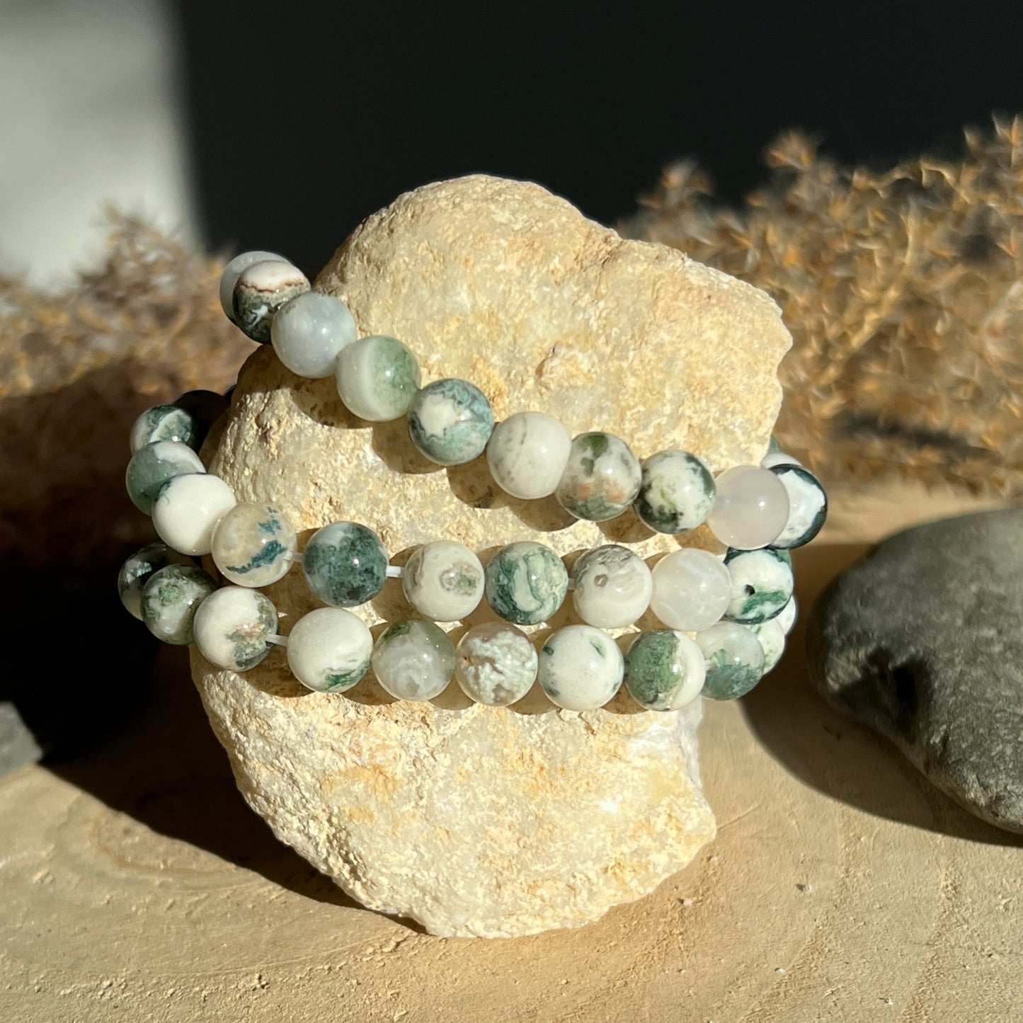 Moosachat / Baumachat Kugel Armband