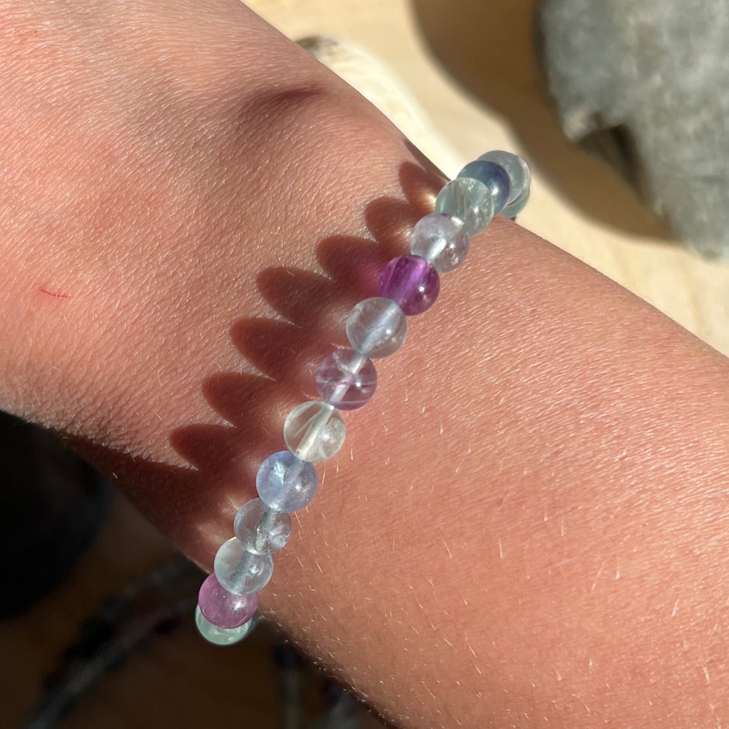 Fluorit bunt Kugel Armband A-Qualität 6 mm / 19 cm 18FL