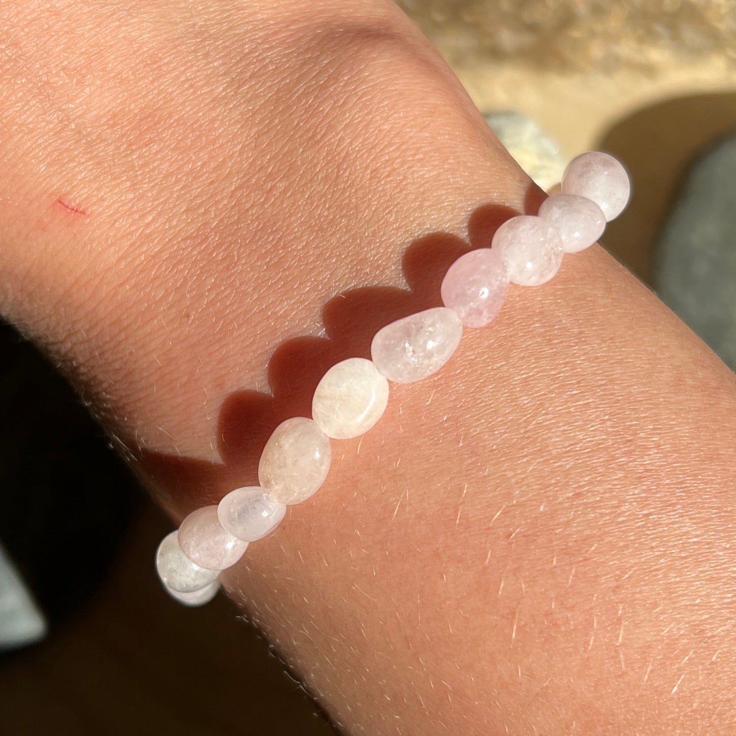 Morganit (Beryll) Nugget Armband 17M