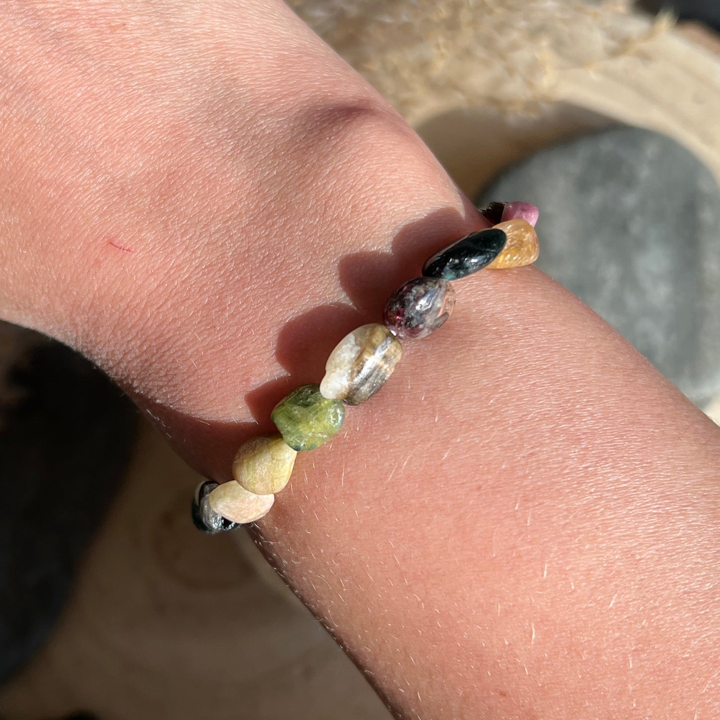Turmalin Mix Nugget Armband