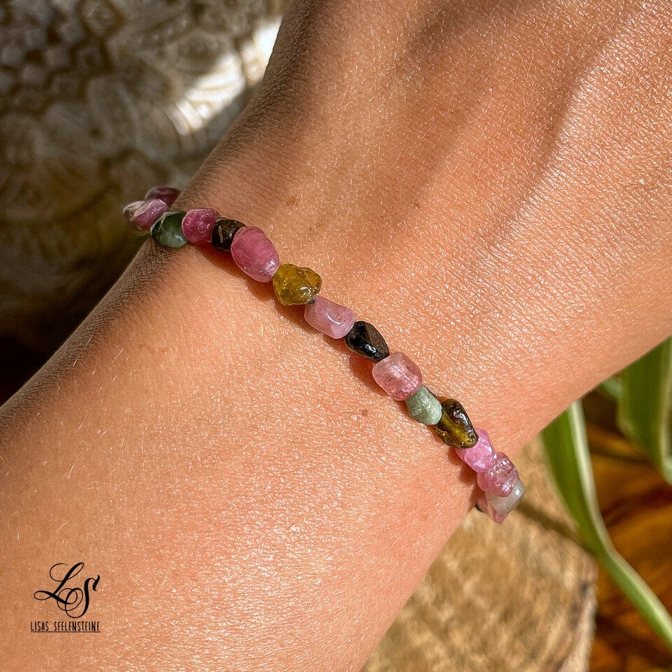 Turmalin multicolor / mehrfarbig Nugget Armband