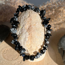 Lade das Bild in den Galerie-Viewer, Schneeflocken Obsidian Splitter Armband
